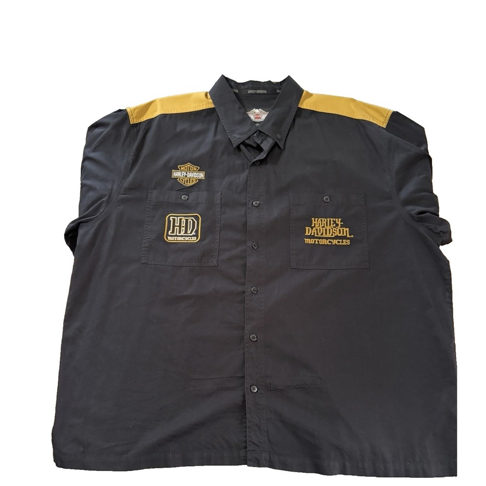 Harley-Davidson‎ Men's Size XXXL Black Gold Button Up Riding Shirt